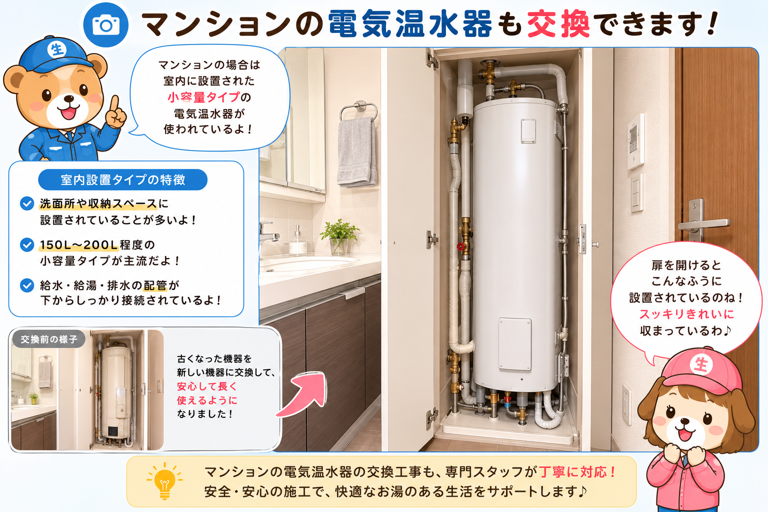 マンション室内の電気温水器交換事例