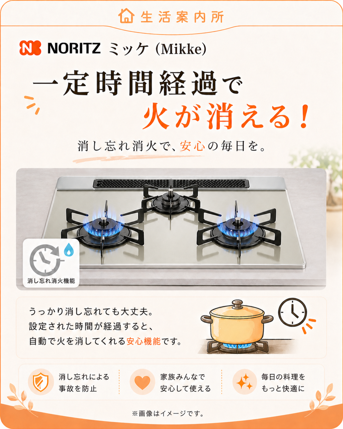 ノーリツ ミッケ 消し忘れ消火機能