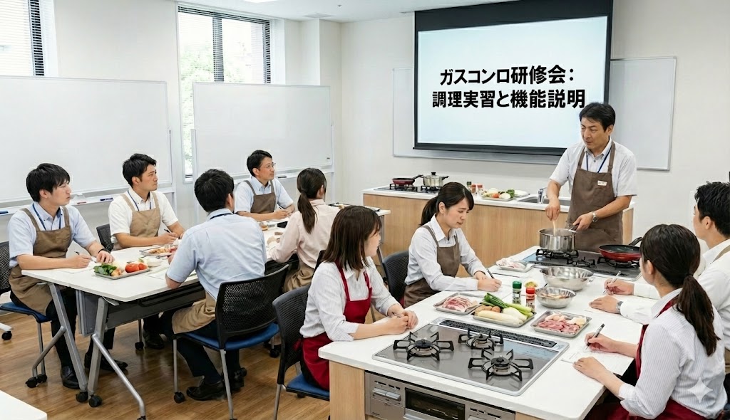 ガスコンロ研修の様子