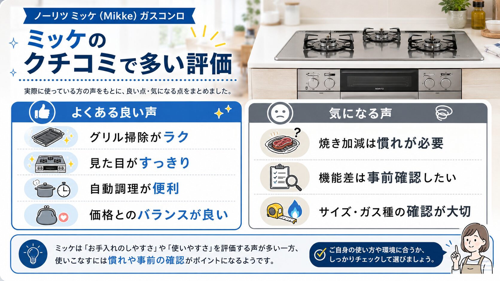 ミッケの良いクチコミと気になるクチコミを整理した画像